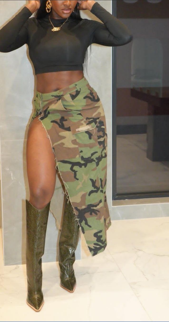 Army fatigue crop top top